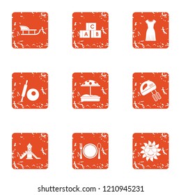 Parent course icons set. Grunge set of 9 parent course vector icons for web isolated on white background
