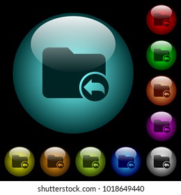 Parent directory icons in color illuminated spherical glass buttons on black background. Can be used to black or dark templates