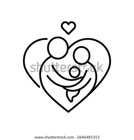Parent Family icon set in thin line style 