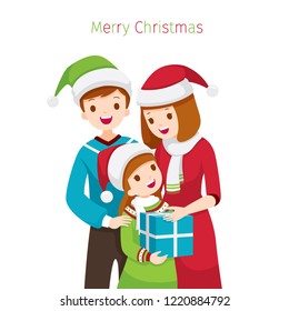 Parent Giving Daughter Gift for Christmas Celebration, New Year, Xmas, Festive, Holiday