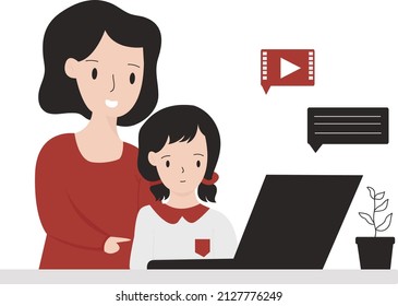 Parent Guide Online Class At Home. E-learning platform and online courses on a laptop.