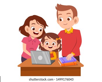 parent help teach kid illustration