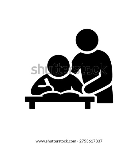 Parent Helping Child Study Icon Isolated On White Background