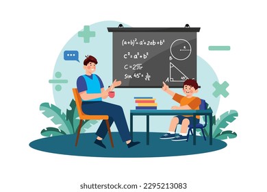 Un padre ayuda a su hijo con los deberes de matemáticas.