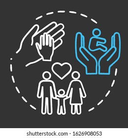 Parent involvement chalk RGB color concept icon. Positive environment for child. Love and care. Family encouragement idea. Vector isolated chalkboard illustration on black background