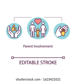 Parent involvement concept icon. Positive environment for kids. Positive support. Family encouragement idea thin line illustration. Vector isolated outline RGB color drawing. Editable stroke