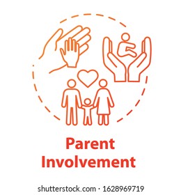 Parent involvement concept icon. Positive environment for kids. Love and care for children. Family encouragement idea thin line illustration. Vector isolated outline RGB color drawing. Editable stroke