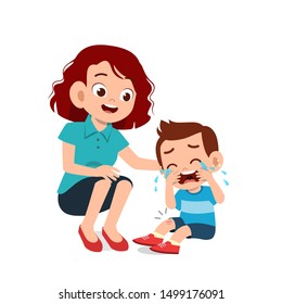 Parent With Kid Child Cry Illustration