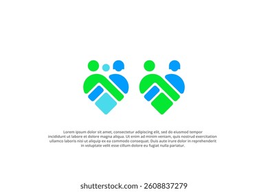 parent and kid embrace love logo teamwork and support