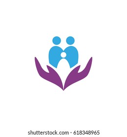 parent and kid family care logo template