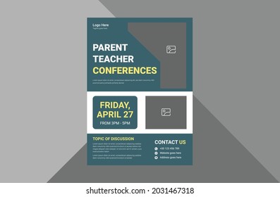 parent meeting flyer design template. school meeting poster leaflet design template. a4 template, brochure design, cover, flyer, poster, print-ready
