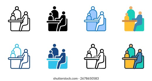 Conjunto de iconos de reunión de padres colección de estilos múltiples 
