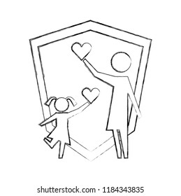 parent mom and daugther with hearts shield protection