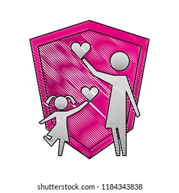 parent mom and daugther with hearts shield protection