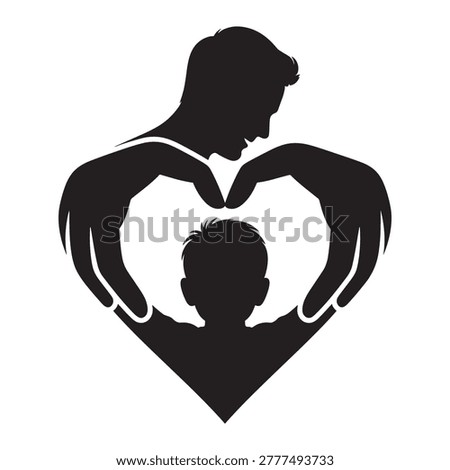 Parent Protecting Child Heart Silhouette Vector