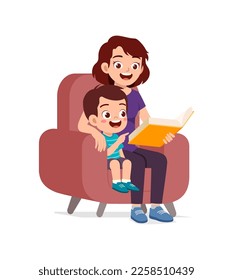 parent read book to kid and feel happy