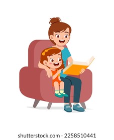 parent read book to kid and feel happy