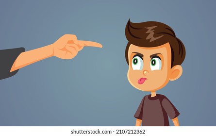 
Parent Scolding Rude Misbehaving Son Vector Cartoon. Little boy disobeying being rude and naughty while parent tries strict disciplinary rules
