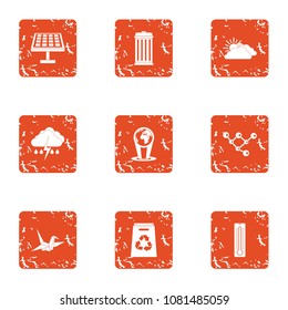 Parent state icons set. Grunge set of 9 parent state vector icons for web isolated on white background