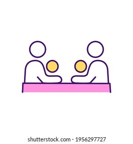 Parent Support Group RGB Color Icon. Coping With Mental Health Problems. Parenting Classes. Mutual Support. Sharing Experience And Knowledge. Discussing Parenting Issues. Isolated Vector Illustration