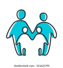 Parent. Template design for an icon or logo. Symbol of protection, care and love for children.