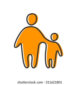Padre. Diseño de plantilla para un icono o logotipo. Símbolo de protección, cuidado y amor para los niños.
