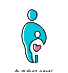 Parent. Template design for an icon or logo. Symbol of protection, care and love for children.