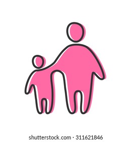 Parent. Template design for an icon or logo. Symbol of protection, care and love for children.