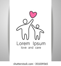 Parent. Template design for an icon or logo. Symbol of protection, care and love for children.