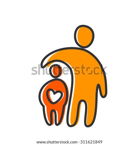 Parent. Template design for an icon or logo. Symbol of protection, care and love for children.