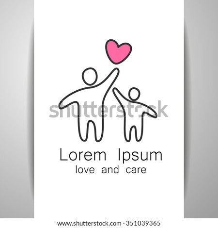 Parent. Template design for an icon or logo. Symbol of protection, care and love for children.