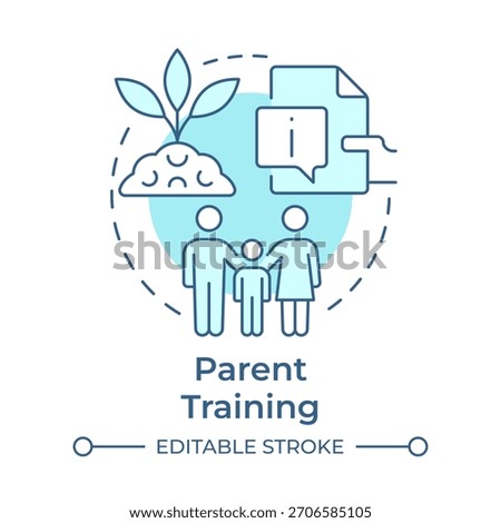 Parent training soft blue concept icon. Family development, resource education. Life skills. Round shape line illustration. Abstract idea. Graphic design. Easy to use in blog post, booklet