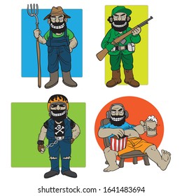 
Parent vector cartoons with various activities