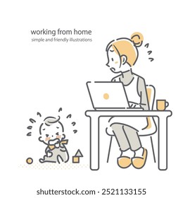 parent working from home with children