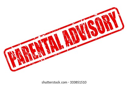 PARENTAL ADVISORY red stamp text on white