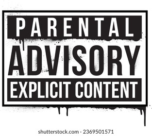 Parental Advisory text in graffiti style. Graffiti text vector illustrations.