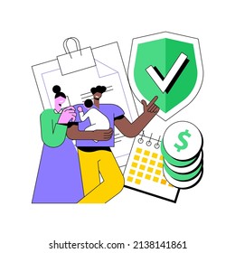 Parental allowance abstract concept vector illustration. Parental leave, home with child, seeking work, payment for mother, maternity capital, single mom, pocket money, alimony abstract metaphor.