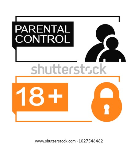 Parental control banners with parent, child and padlock icon. Minimalistic design