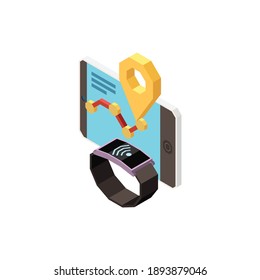 Parental control concept with remote tracking of children destination isometric vector illustration