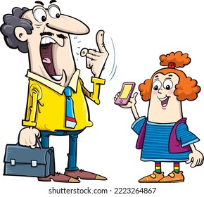 Control parental, concepto, restricción. Little Girl usa smartphone 