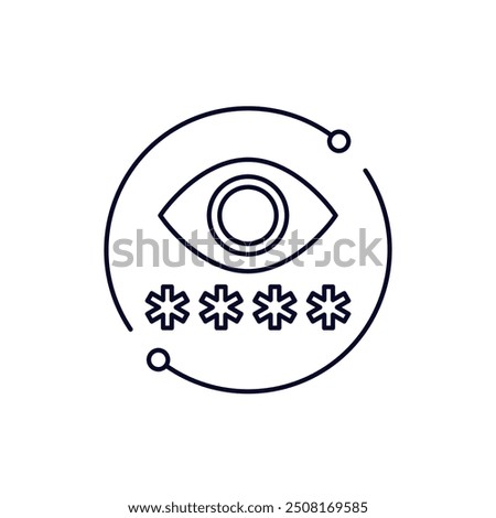 Parental control icon with password and eye, line vector