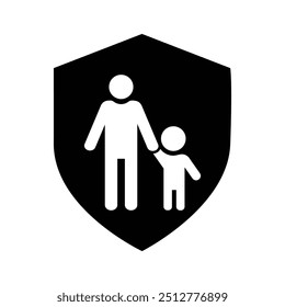 Parental Control Icon Vector Symbol, Parental Guidance icon, Parent kid shield icon. Illustration vector.