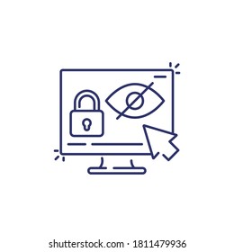 Parental control line icon with eye and lock