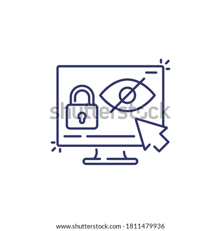 Parental control line icon with eye and lock