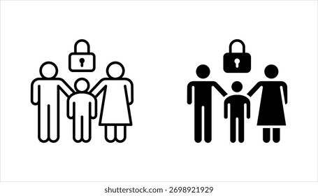 Conjunto de iconos de línea de control parental, Ilustración vectorial sobre fondo blanco