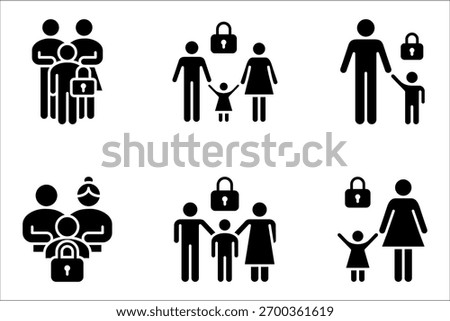 parental control line icon set, vector illustration on white background