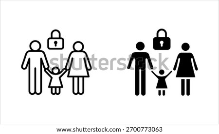 parental control line icon set, vector illustration on white background