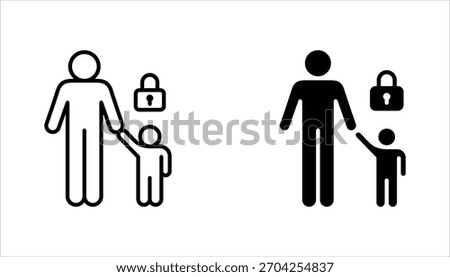 parental control line icon set, vector illustration on white background