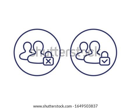 Parental control off, on icons, line vector