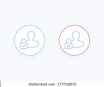 Parental control on, off icons, line vector
